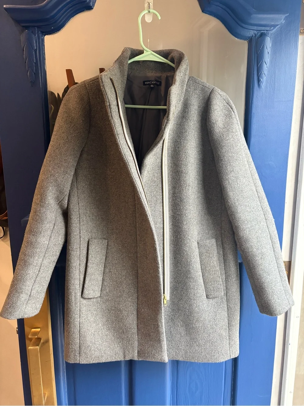 J. Crew Gray Wool Blend Stand-Collar Pea Coat
